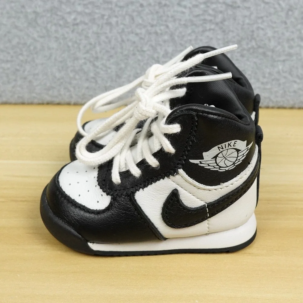 New Nike Air Jordan 1 High TD Toddler Size 2C Black White DV3655-001 Retro Panda